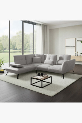 modern tömörfa vázú ülőgarnitúra fém lábakkal, szürke